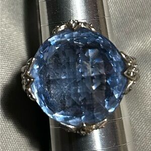 Elegant Blue Topaz Gemstone Sterling Silver Ring Size 6 by Judith Ripka